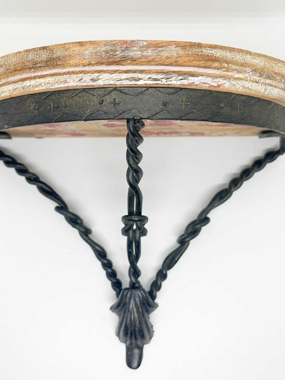 Wood Metal Wall Shelf Gothic Witchy Whimsigoth Medieval Twisted Rope Half Moon